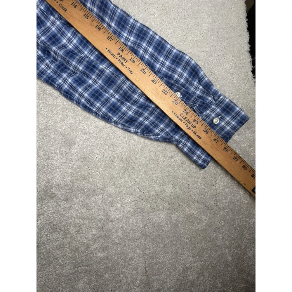 Polo Ralph Lauren Blue Plaid Linen Button Shirt Mens 2XL L/S Pony Preppy Resort*